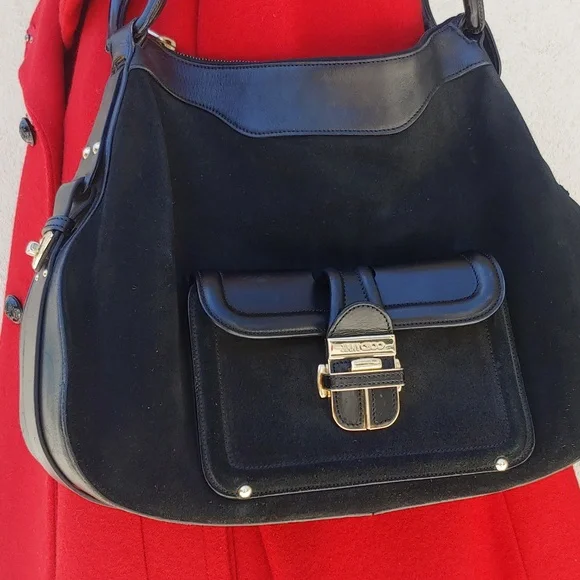 Jimmy Choo Black Leather and Suede Hobo Bag Luxury - Picture 12 of 17